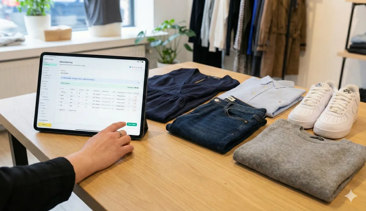 Registrering av plagg på surfplatta i butiksmiljö